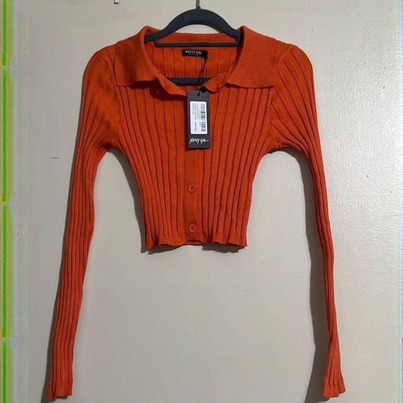 Nasty Gal Collar Button Down Ribbed Knitted Cardigan - Picture 3 of 5
